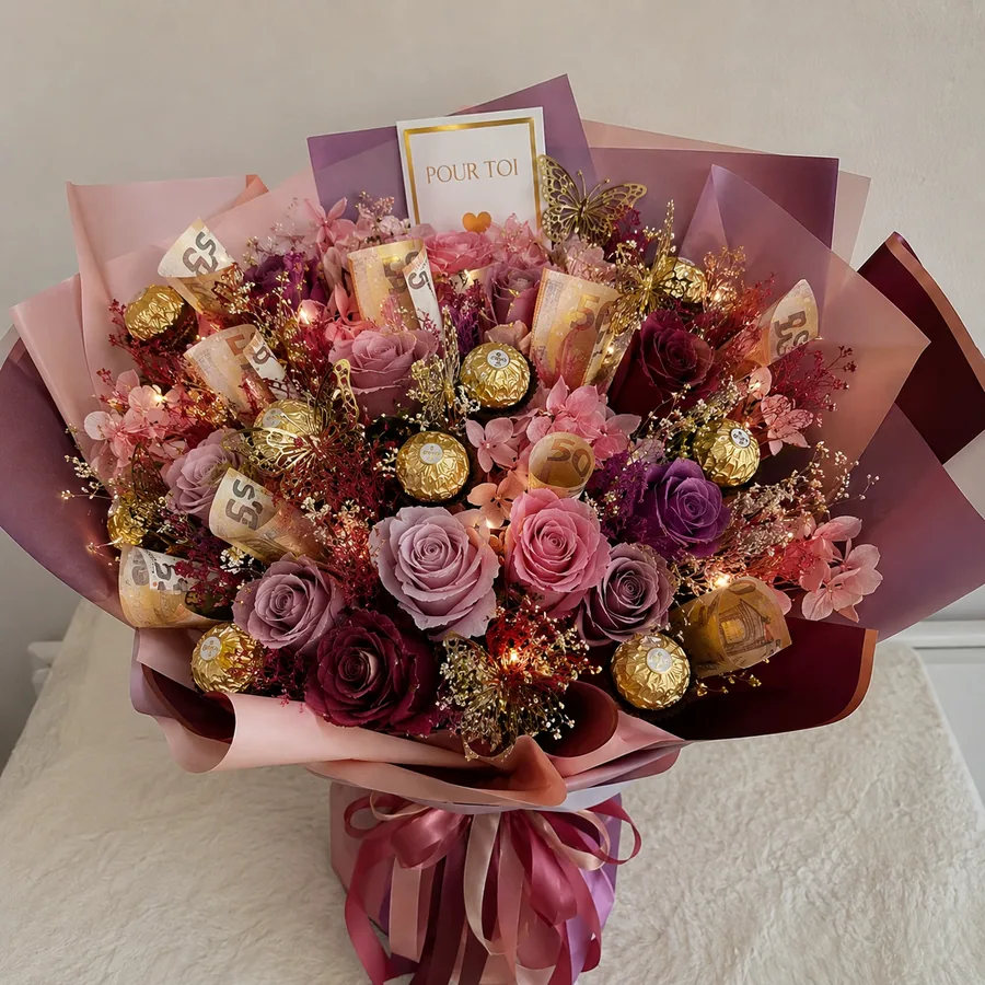 Bouquets luxe avec finition sophistiquée